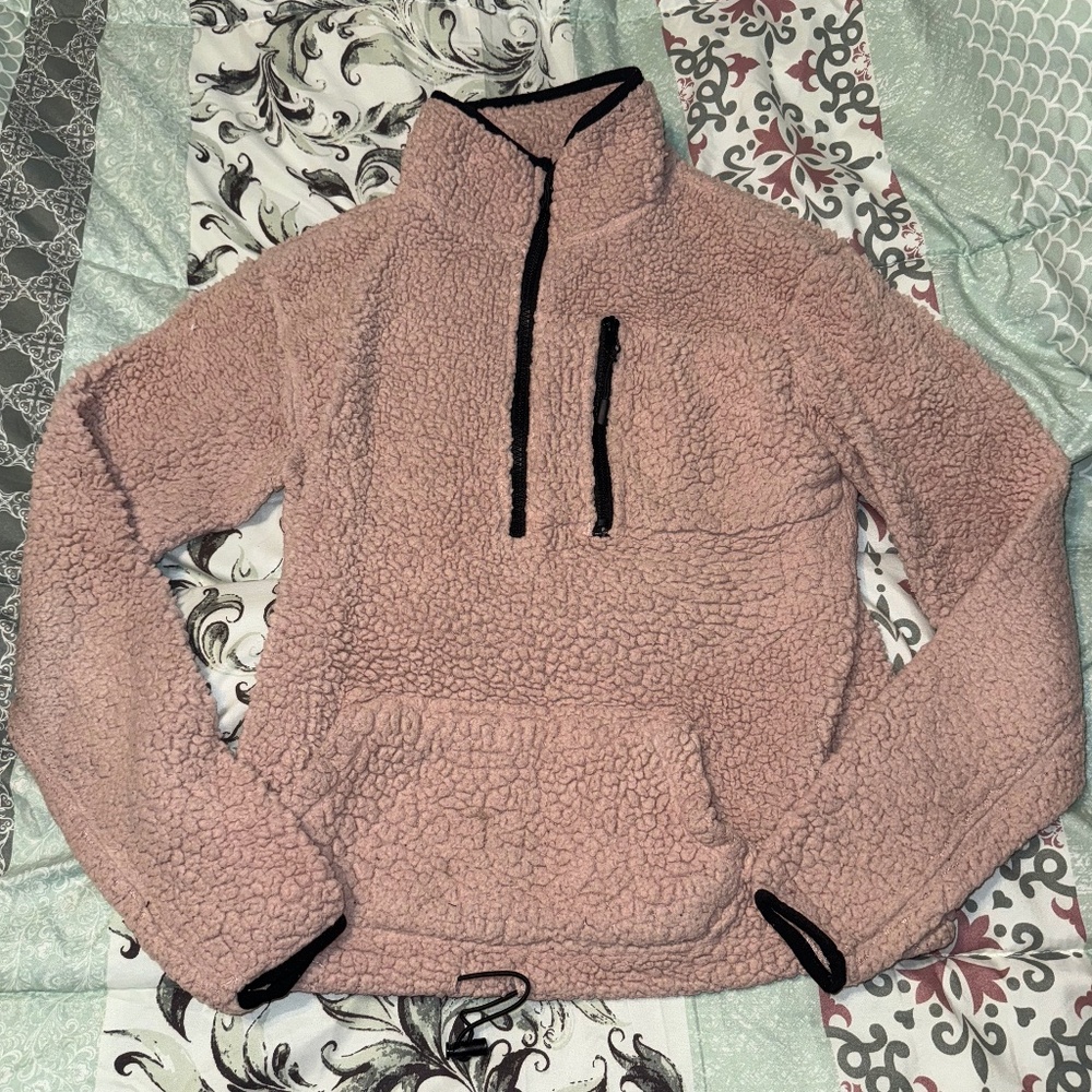 Light Pink Women Fleece Pullover Sweater